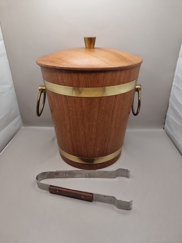 Midcentury teak brass ice - teak,