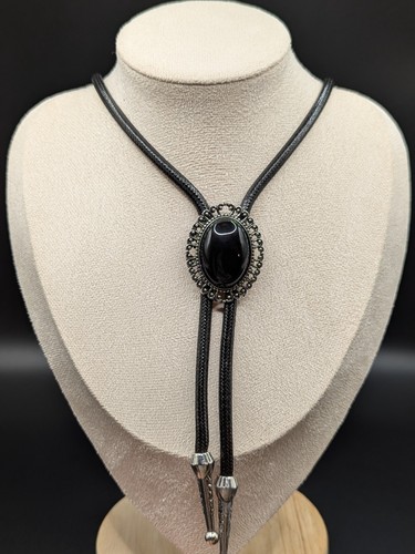 Black bolo tie gothic - tie, darkcore