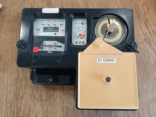 Vintage coin electricity meter - vintage,