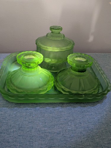Uranium glass dressing - glass, table