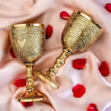 Set of 2 Brass Wine Goblets |