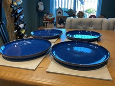 Denby Imperial Blue Coupe Dinner Plates x 4 Stoneware Tableware Lot B Good Cond.