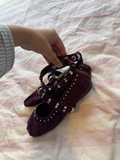Zara burgundy leather studded