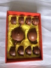 Chinese Yixing Clay Teapot Set Hand Painted In Original Box 8 Cups