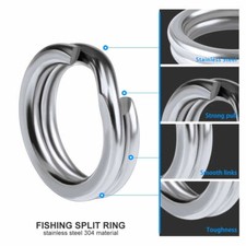50PCS Split Ring Keyrings Strong Fishing STAINLESS STEEL 6/10.5/16.5mm Key Chain