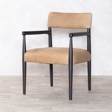 TAN LEATHER UPHOLSTERED DINING