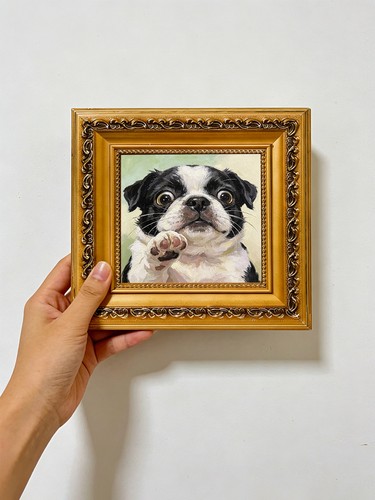 Puppy waving paw original oil - paw,