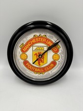 Vintage 1990s Manchester United Club Badge 12hr Display Wall Clock - WORKING
