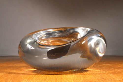 Glass sculpture half bowl - glass,
