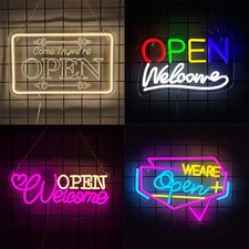 Open Sign LED Neon Ultra Bright Light Business Display Restaurant Store Shop USB
