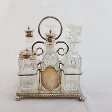 Antique Crystal Cruet Set Of 7