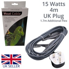15 Watt 4m Heat Cable for Vivariums, Reptiles, Snake Racks, UK Plug + 1.7m Flex
