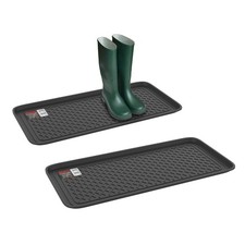 All Weather Boot Tray - Large Water Resistant Plastic Utility Shoe Mat Set of 2