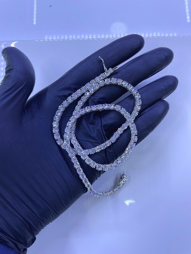 925 sterling silver iced out - silver,