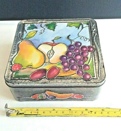 Vintage square tin embossed - tin,