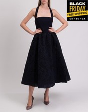 RRP €1010 MARCHESA NOTTE Trapunto Midi Dress US6 UK10 IT42 M Lined Halterneck