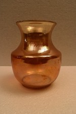 Vintage Jain Glass Works Marigold Iridescent Luster Vase Indian Art Glass 1950"R