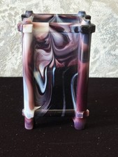 Antique Sowerby Malachite Slag Glass Spill Vase Purple/White