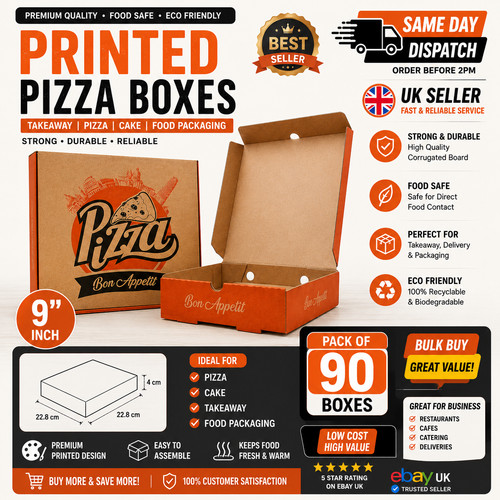 90x printed pizza - 90x, boxes