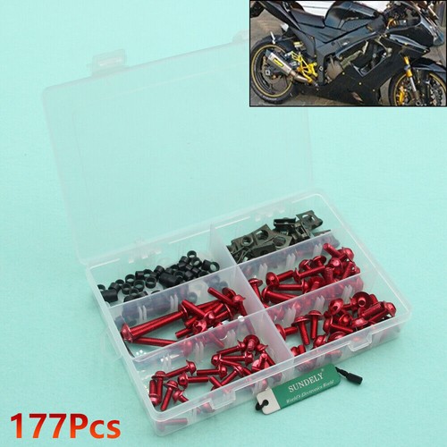 Red fairing bolts screws - red,