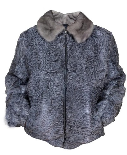 Gray real persian lamb fur - real,