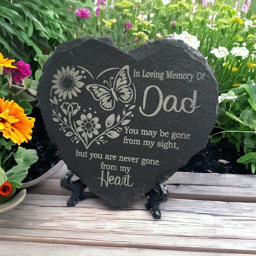 Slate heart memorial plaque - memorial,