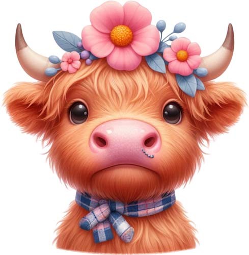Funny rose highland cow - rose, wall