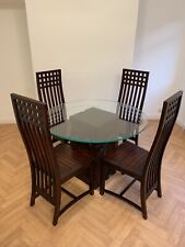 Teak Root Glass Table and 4