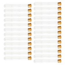  25PCS Clear Plastic Test Tubes with Cork Stoppers for Scientific Experiments,
