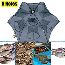 Fishing Bait Trap Crab Net Cast Dip Catcher Cage Minnow Shrimp Foldable 6 Hole