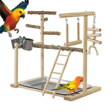Parrot Playstand Bird Play Stand Cockatiel Playground Wood Perch Gym Toys Gift ♡