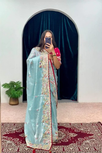 Bollywood saree blouse indian - saree,