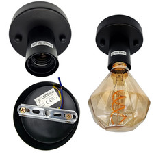 Black E27 Ceiling Rose Bulb