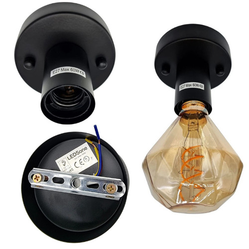 Black e27 ceiling rose bulb - e27,