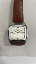 Vintage SEIKO 5 Automatic 6309-7320 Day Date Men's Watch White TV Dial