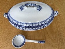 Swinnertons Vintage Cardigan Tureen With Matching Ladle Large Blue White