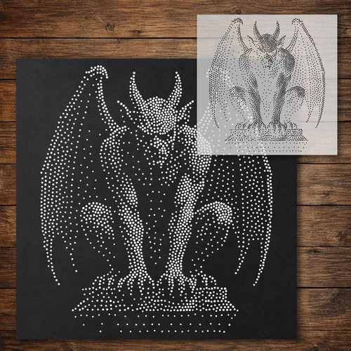 Gargoyle stipple art stencil - gargoyle, |