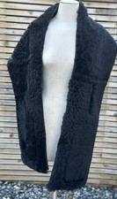 Annette Gortz Black Shearling Sheepskin Shawl Scarf Wrap x 195x29cm
