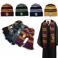Harry Potter Beanie Hat Scarf Gryffindor Slytherin Ravenclaw Hufflepuff Cap