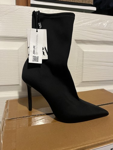 Zara stretch black heel - black,