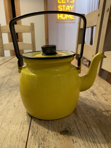 Vintage finel enamel tea pot - vintage,