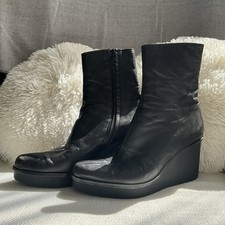 Robert Clergerie £210 UK Size 3.5/4 Black Leather Platform Boots/Wedge/Pointy To