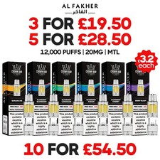 AL Fakher Crown Bar Pro Max 12K Refills | Replacement Prefilled Pods | E-Cig