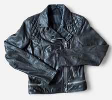 All Saints Women's Conroy Leather Biker Black Leather Jacket - Size 4 UK
