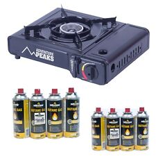 Camping Gas Stove Portable Single Burner Cooker Butane Outdoor BBQ with 4/8 Gas