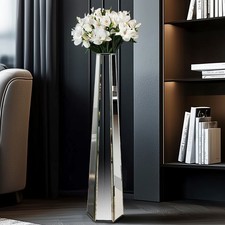 30" Silver Hexagon Floor Vase