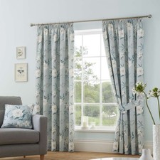Lined pencil pleat pair curtains blue Dreams & Drapes Eve Duck Egg