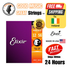 Elixir Acoustic Guitar Strings Nanoweb Phosphor Bronze 12-56 + 2 FREE Strap Lock