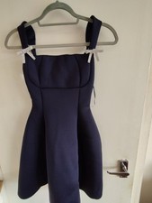 Quiz Sz 4 Navy Bow Diamante Detail Mini A-Line Dress