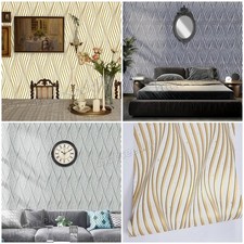 1-6Roll Water Wave Smooth Shimmer Wallpaper Silver Feature Wall Paper Livingroom